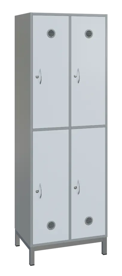 SBS-2222 šatní skříň 4-boxová, 1800x600x400 mm, kovové nohy, korpus šedý, dvířka bílá